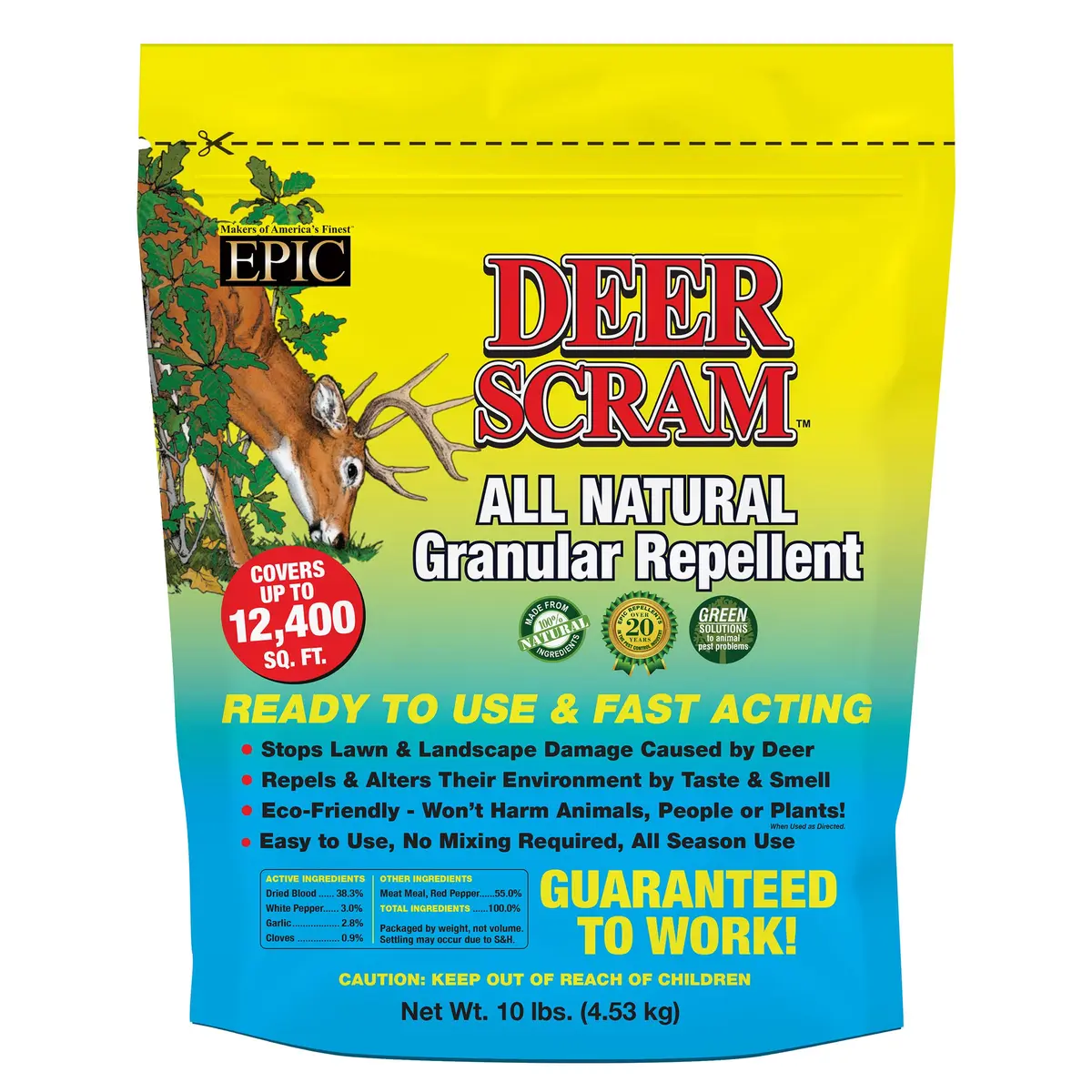 EPIC REPELLENTS Deer Scram All Natural Granular Repellent 10 lb | Long-lasting, eco-friendly deer deterrent - main product image