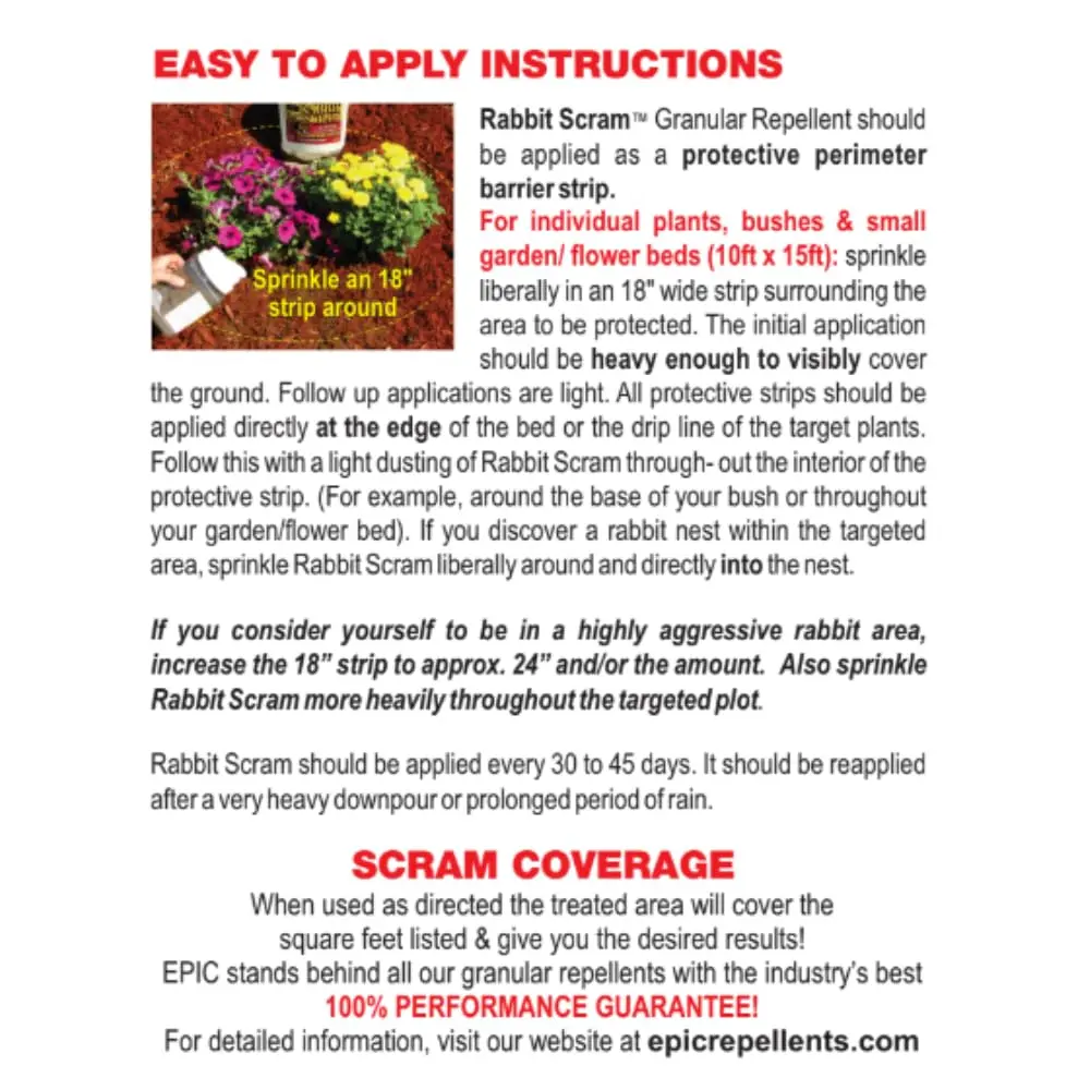 EPIC REPELLENTS Rabbit Scram All Natural Granular Repellent 25 lb | Eco-Friendly Animal & Pet Safe - view 4