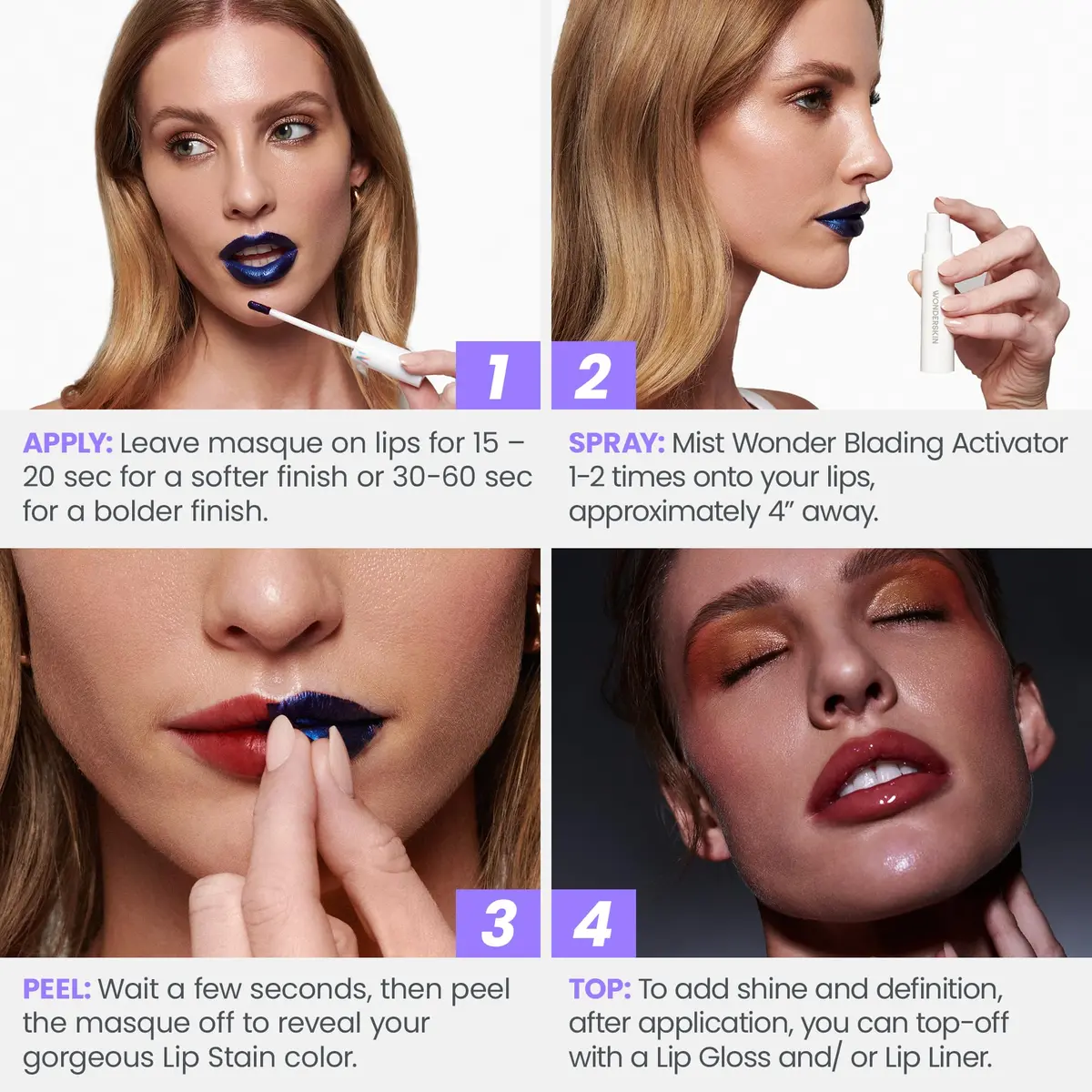 Wonderskin Wonder Blading Peel and Reveal Lip Stain Kit Neon Rose 9ml (0.3 Fl Oz) | Long-Lasting Waterproof Transfer-Proof - view 3