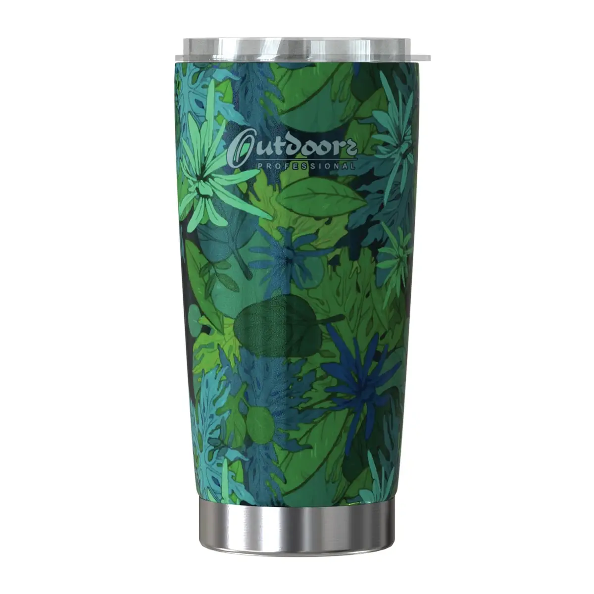 Outdoors Professional 20-Oz. Stainless Steel Double-Walled Vacuum Tumbler | Tropical Green, Keeps Drinks Hot 6H & Cold 12H - main product image