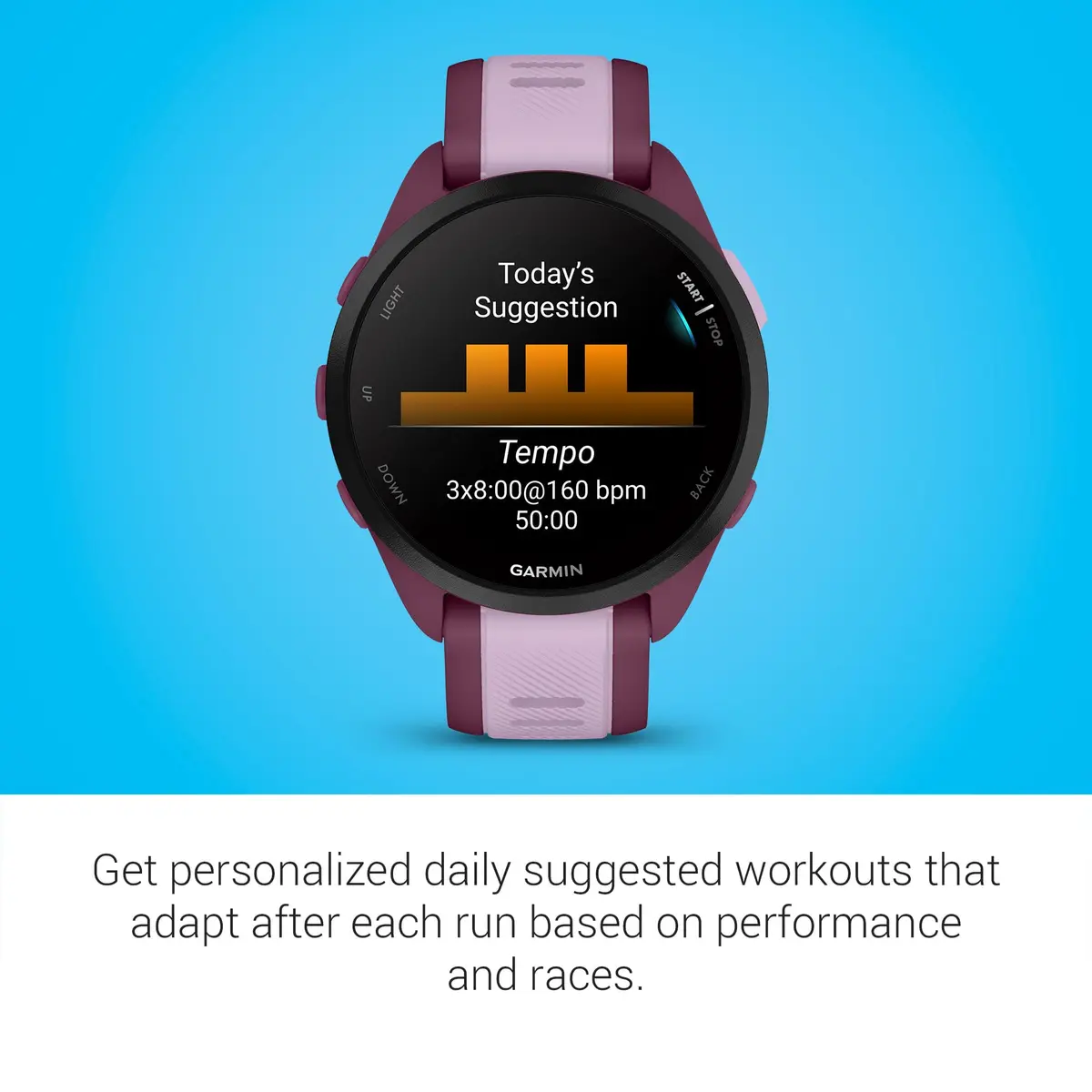 Garmin Forerunner® 165 Music Running Smartwatch 43mm Berry | AMOLED Touchscreen GPS - view 6