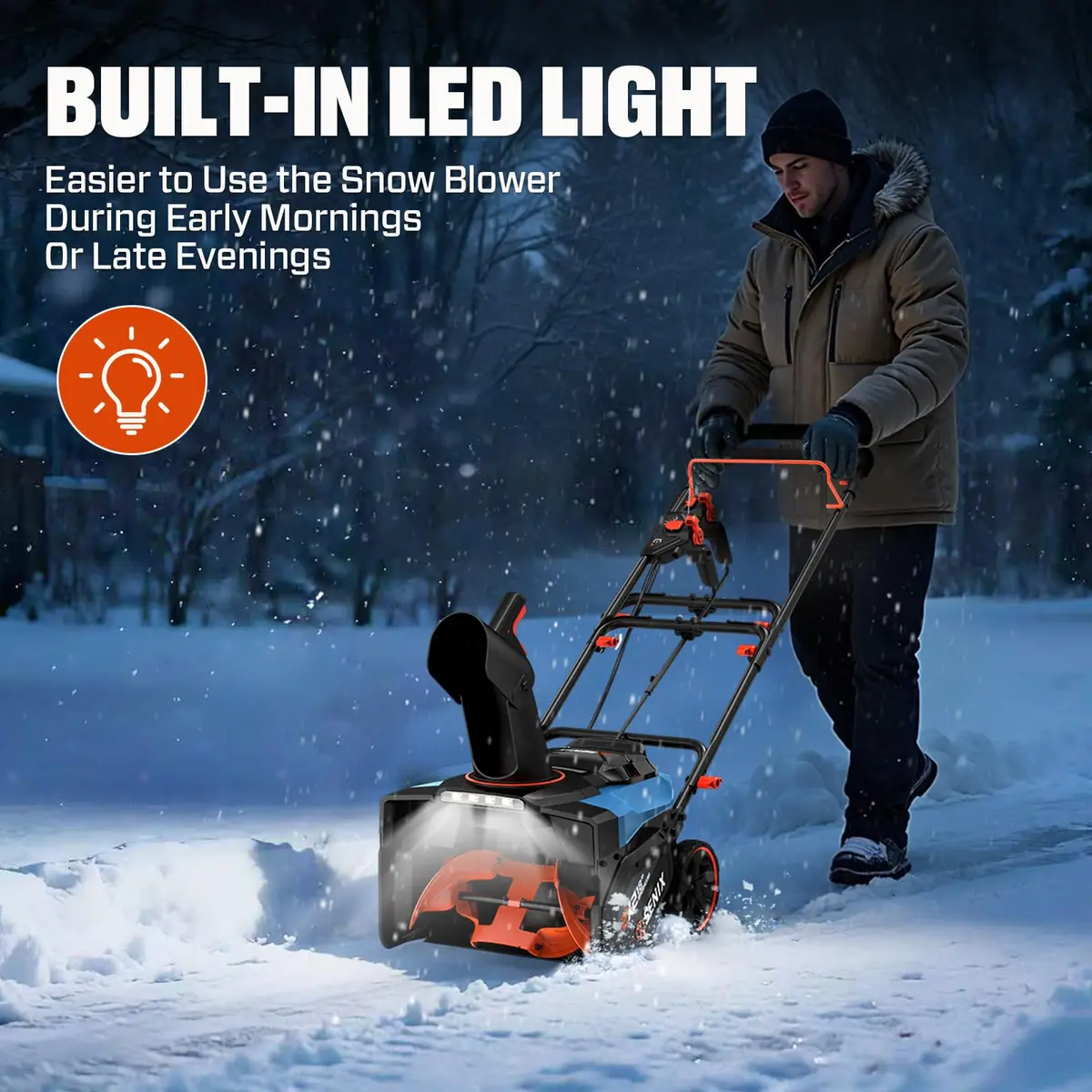 SENIX 40V 18'' Cordless Snow Blower | 2×4.0Ah Batteries, Steel Auger, 33ft Throw - view 8