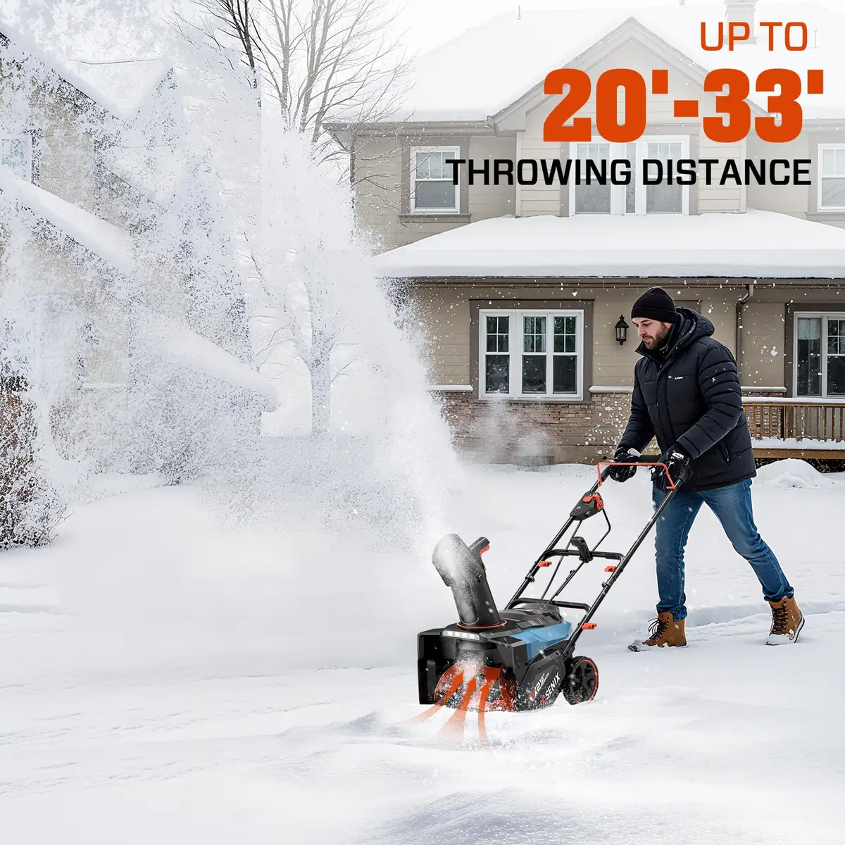 SENIX 40V 18'' Cordless Snow Blower | 2×4.0Ah Batteries, Steel Auger, 33ft Throw - view 4