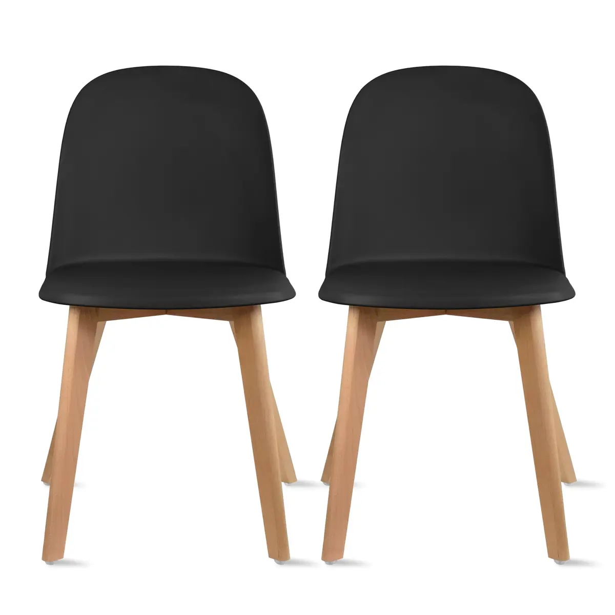 2xhome Modern Armless Dining Chairs | Plastic Shell Seat with Wooden Legs | Indoor/Outdoor Use - main product image