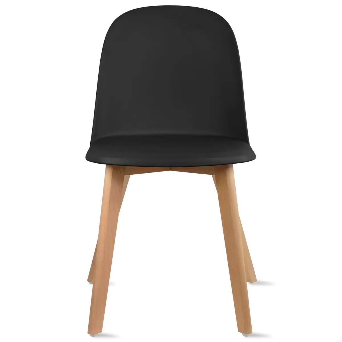 2xhome Modern Armless Dining Chairs | Plastic Shell Seat with Wooden Legs | Indoor/Outdoor Use - view 5