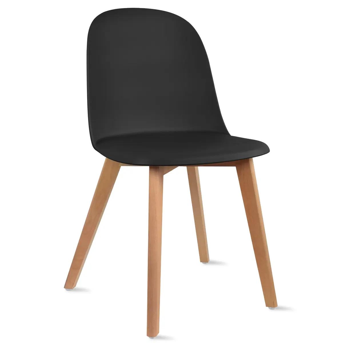 2xhome Modern Armless Dining Chairs | Plastic Shell Seat with Wooden Legs | Indoor/Outdoor Use - view 6