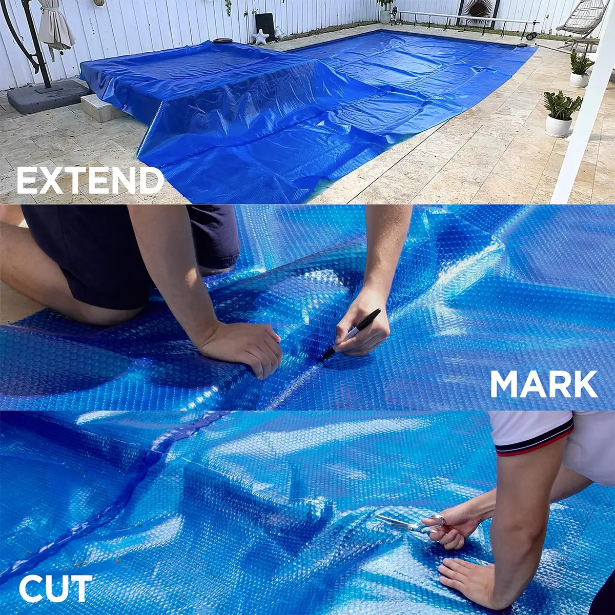 Shop Square 14' x 28' Rectangle Pool Cover 12 Mil | Heavy Duty Blue Solar Blanket for Inground & Above Ground Pools - view 5