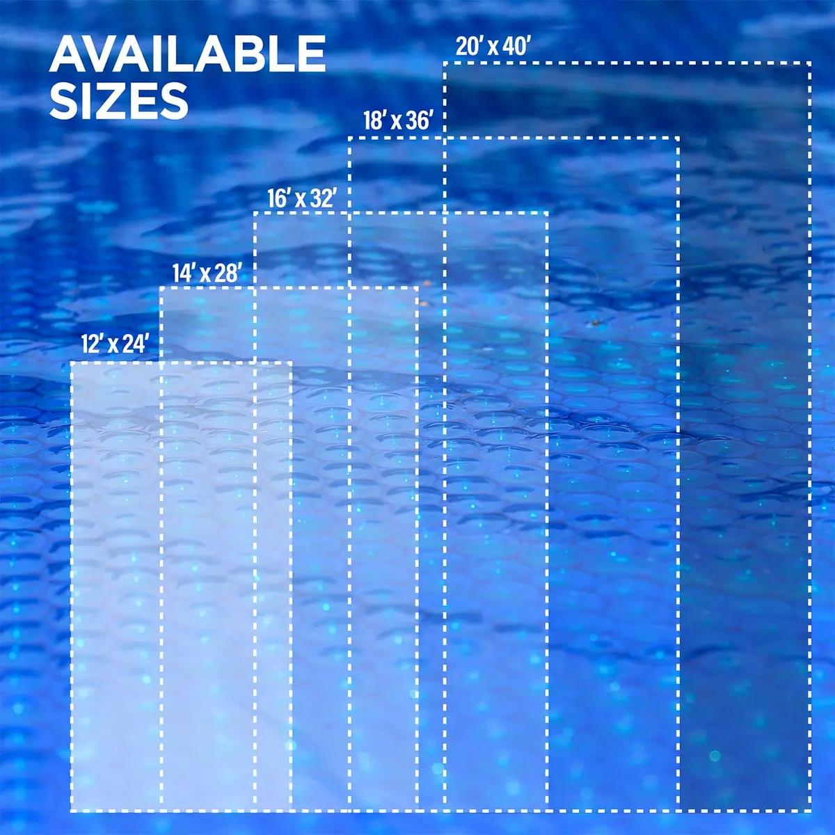 Shop Square 14' x 28' Rectangle Pool Cover 12 Mil | Heavy Duty Blue Solar Blanket for Inground & Above Ground Pools - view 2