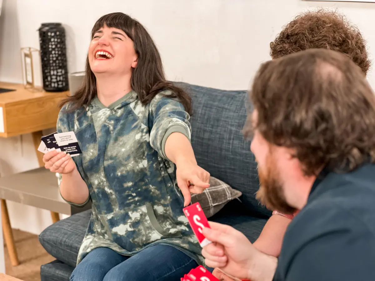 blue orange Slingz - The Quick and Hilariously Spicy Categories Card Game | 2-7 Players | for Adults, College Students, Game Nights, Parties and More - view 2