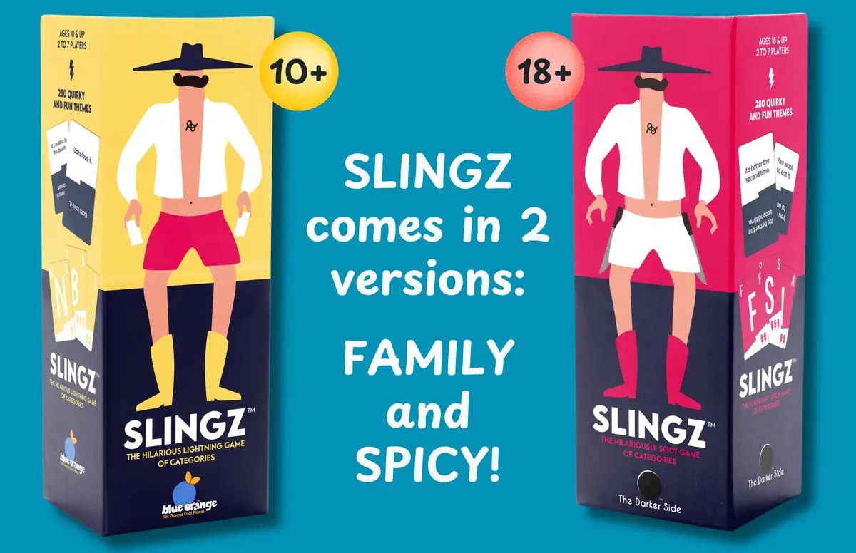 blue orange Slingz - The Quick and Hilariously Spicy Categories Card Game | 2-7 Players | for Adults, College Students, Game Nights, Parties and More - view 4