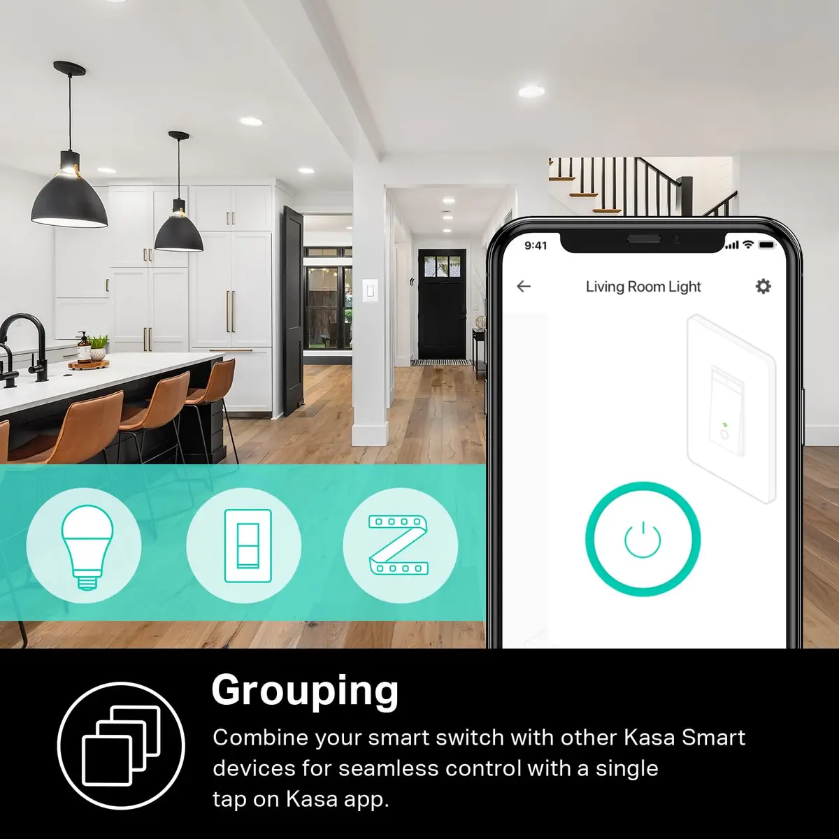 Kasa Smart Dimmer Switch HS220-LA Light Almond | App-Guided Install, 1%-100% Brightness Control - view 6