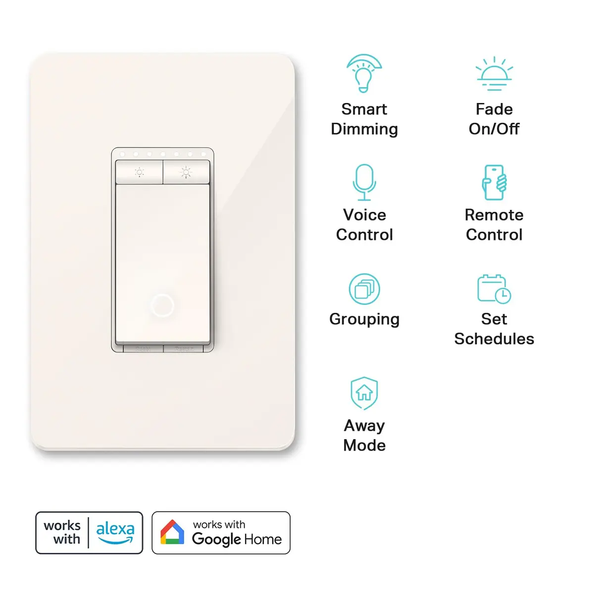 Kasa Smart Dimmer Switch HS220-LA Light Almond | App-Guided Install, 1%-100% Brightness Control - view 2