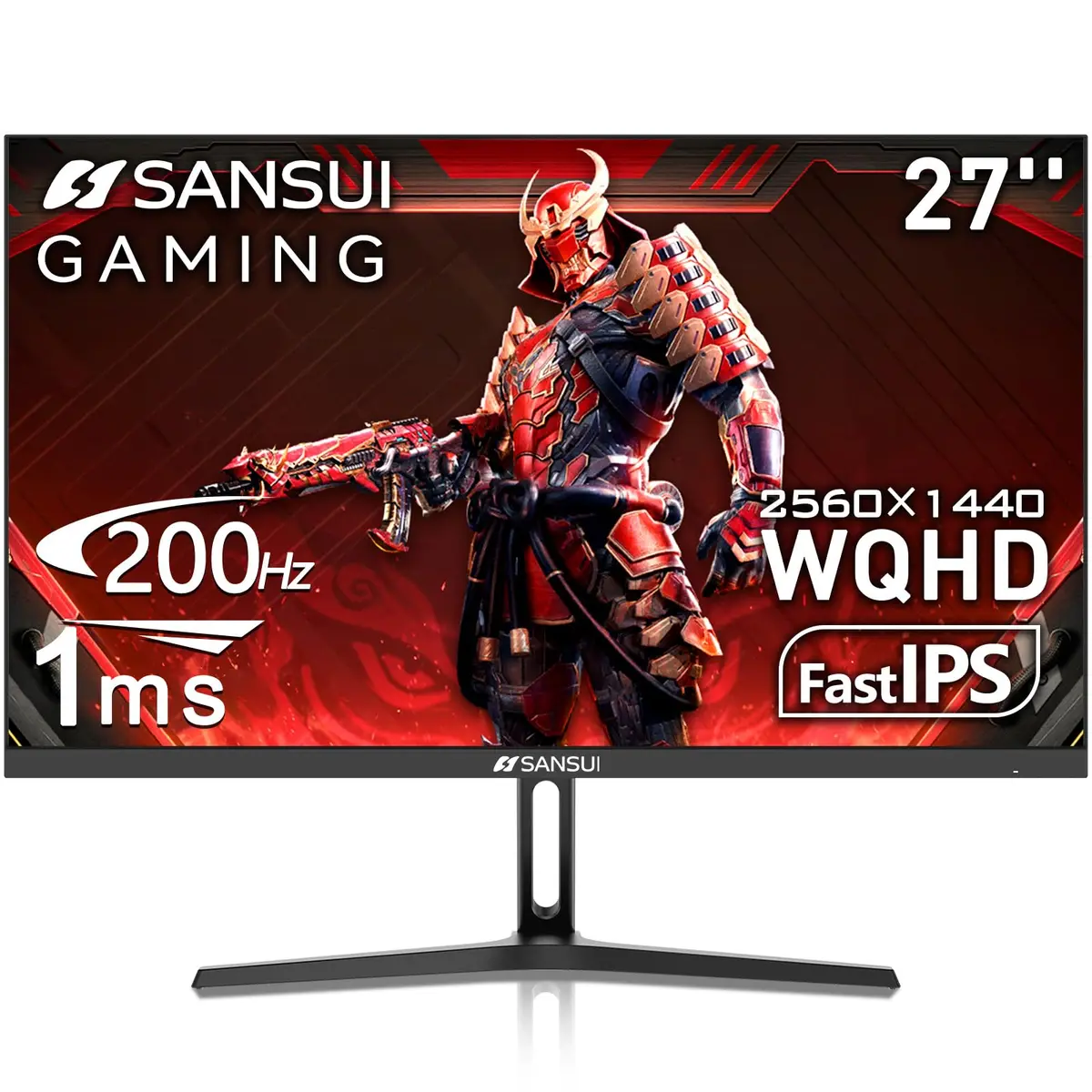 SANSUI 27 Inch WQHD 2560 x 1440 IPS Gaming Monitor, 200Hz 180Hz 1ms, HDR Eye Care, VESA Mount, Metal Stand (DP Cable Included) - main product image