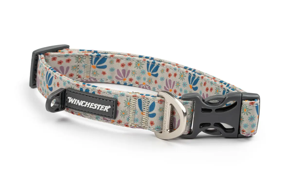World of Winchester Dog Collar Large | Floral Webbing, Reflective Stitching, Durable Buckle - main product image