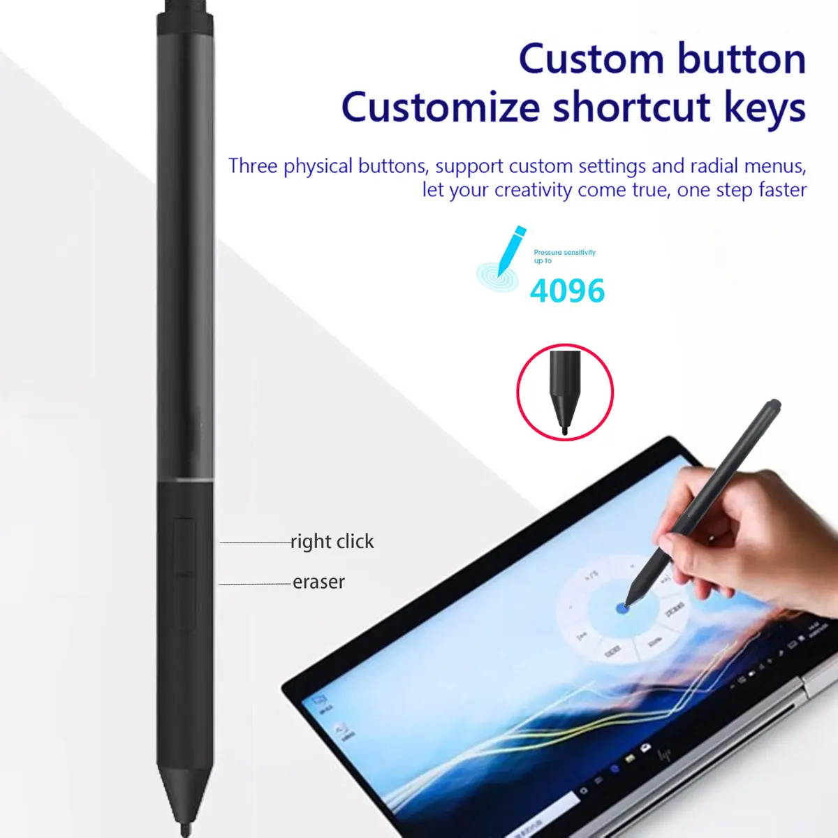 MITATTOK Stylus Pen for HP Elite x2 1013 G3 & Pro x2 612 G2 | Silver, Compatible with Wacom AES (70-120c) - view 6