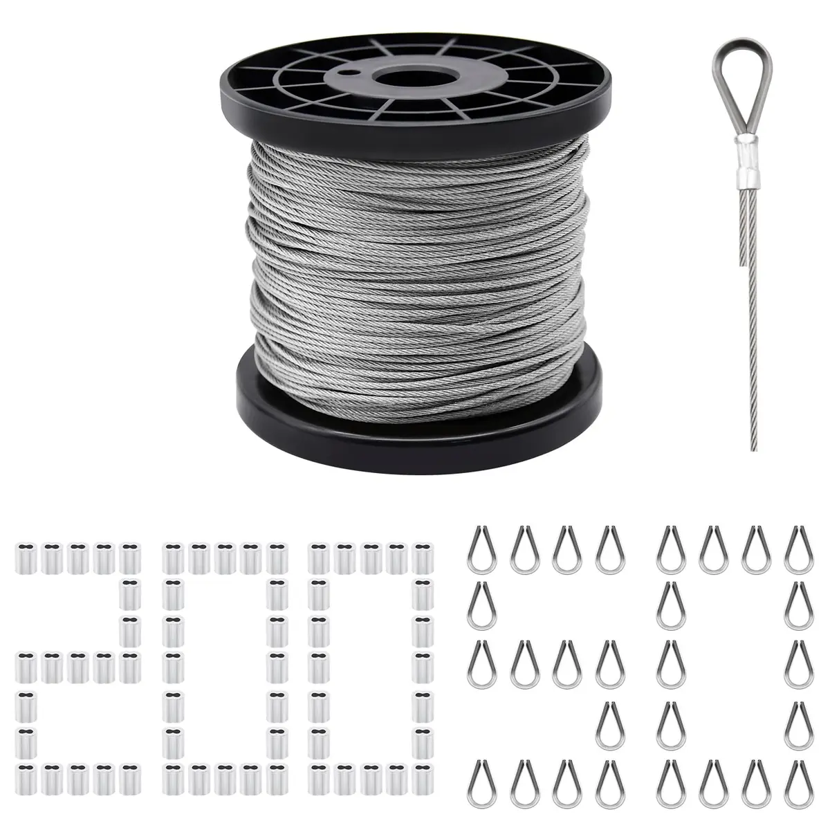 FGBNM Stainless Steel Wire Rope Cable Set 328ft | Rust-Proof & Heavy Duty for Rigging & Hanging - main product image