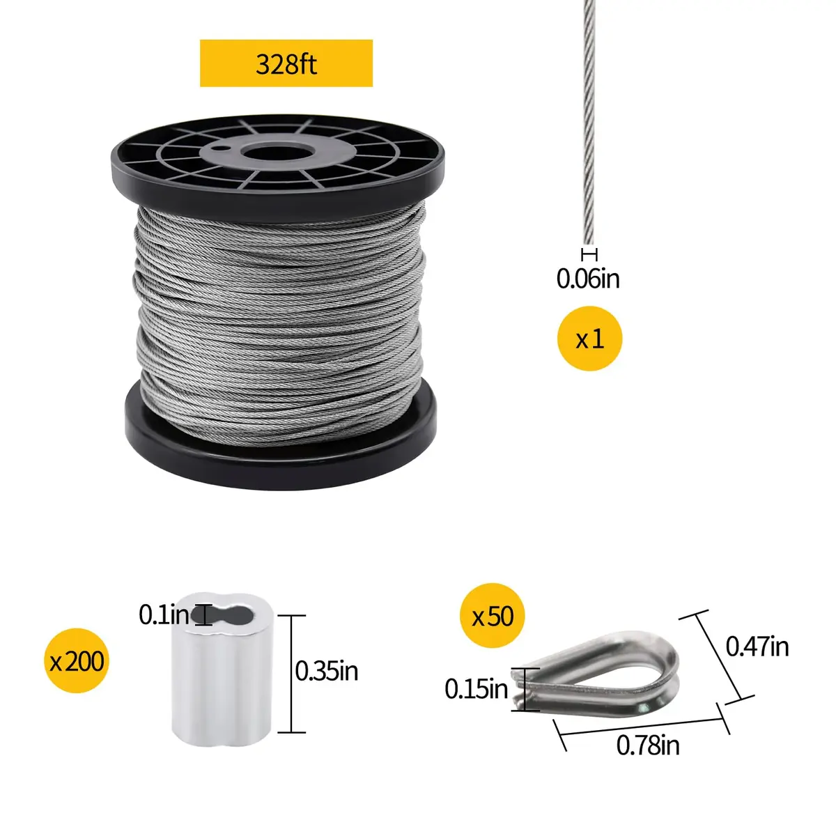 FGBNM Stainless Steel Wire Rope Cable Set 328ft | Rust-Proof & Heavy Duty for Rigging & Hanging - view 2
