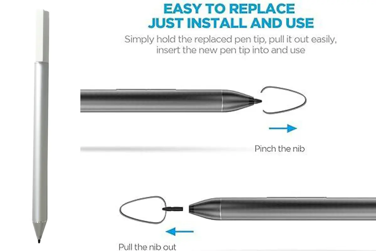 MITATTOK Stylus Pen for HP X360 15-BL 12-F 12-F014DX | Compatible with HP Chromebook X2 12-F014DX, Silver, Power: AAAA batteries included - view 5