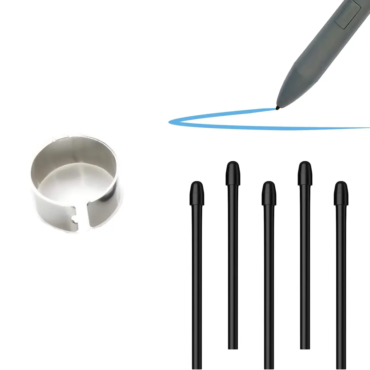 MITATTOK Stylus Pen Tip L04340-001 for HP Pavilion x360 11 Stylus Pen 927229-001 | 5-Pack Silver Aluminum Replacement Nibs - main product image
