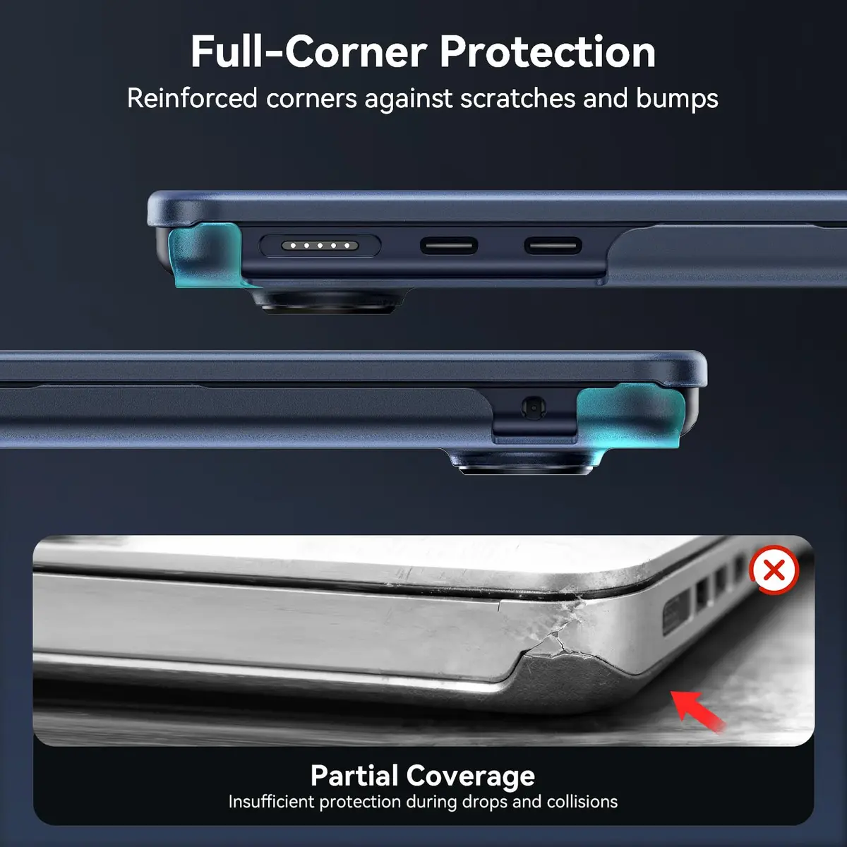 EooCoo Midnight Clear Matte Hard Case for MacBook Air 13.6 inch M2/M3/M4/M5 Chip | Scratch & Fingerprint Resistant - view 6