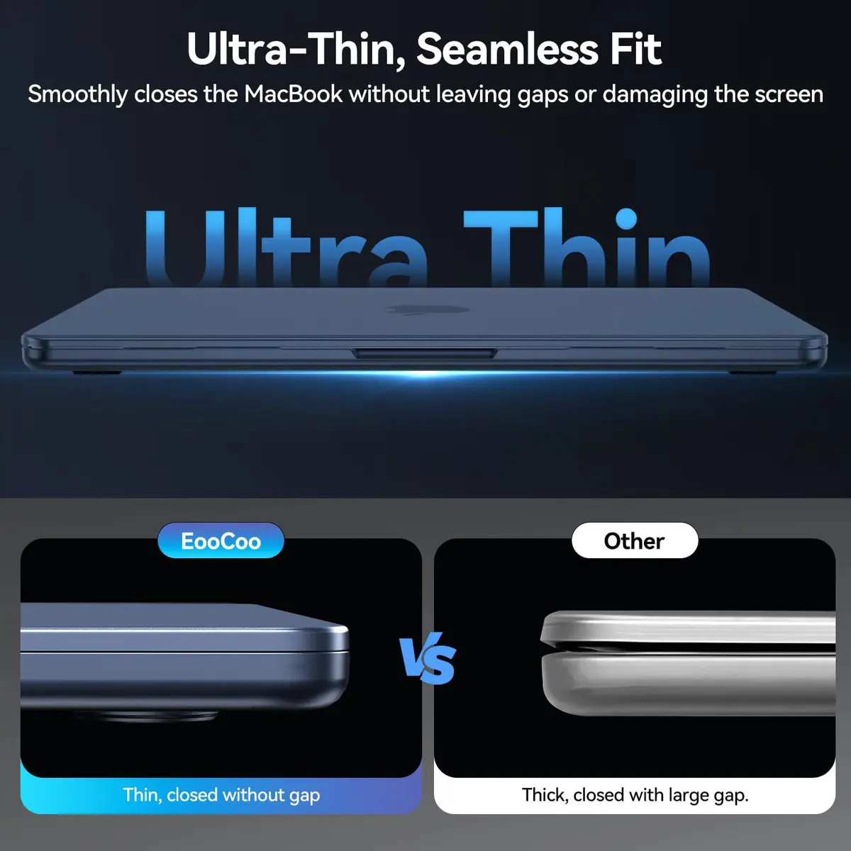 EooCoo Midnight Clear Matte Hard Case for MacBook Air 13.6 inch M2/M3/M4/M5 Chip | Scratch & Fingerprint Resistant - view 8