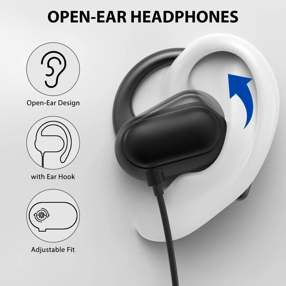 ASKUBSKU Open Ear Earbuds Wired USB C for Samsung S26 Ultra S25 S24 S23 A17 | Sport, Workout & Calls - view 2