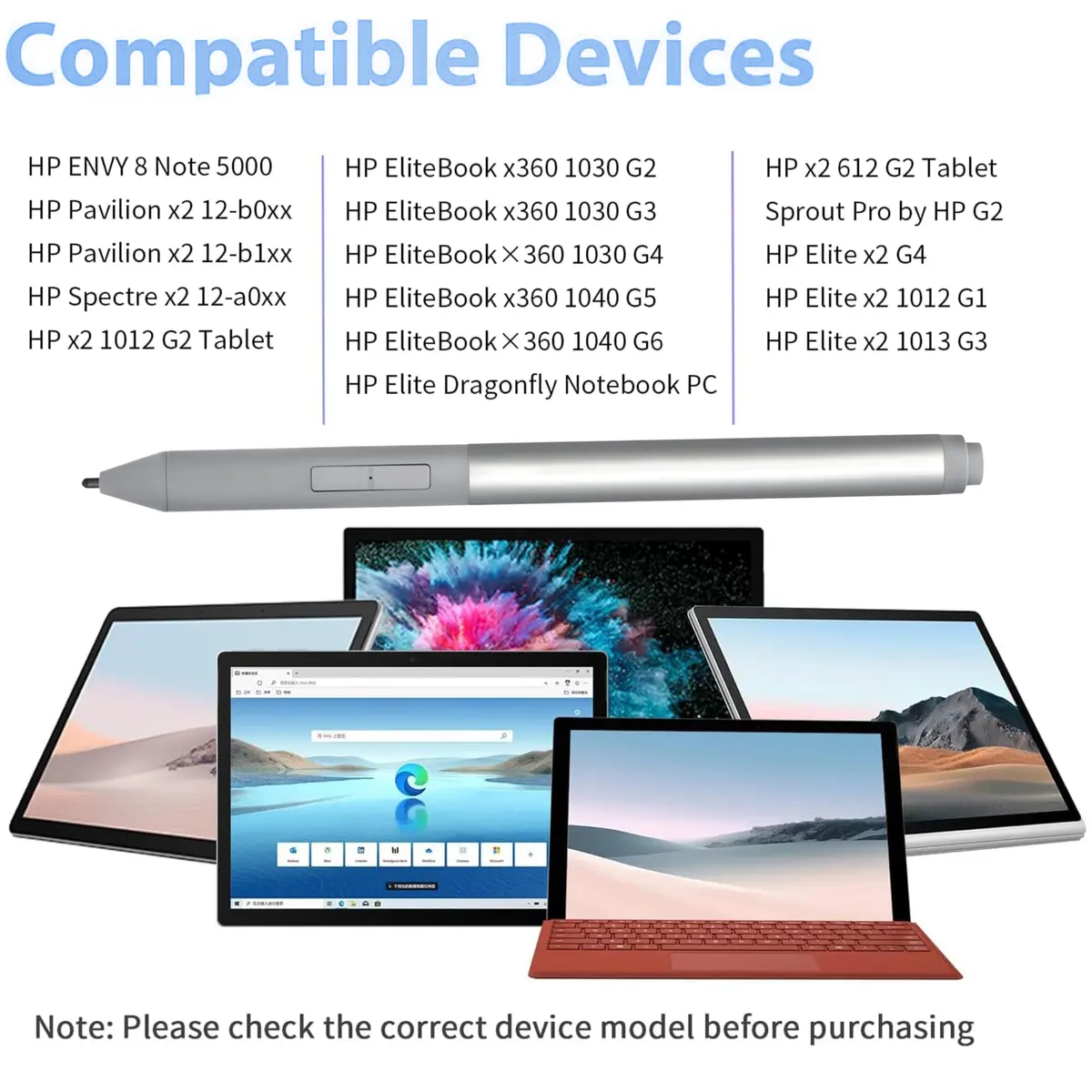 MITATTOK Stylus Pen for HP Elite x2 1013 G3, EliteBook x360 1020 G2, 1030 G2 G3, Pro x2 612 G2 | Silver, Wacom AES Compatible - view 2