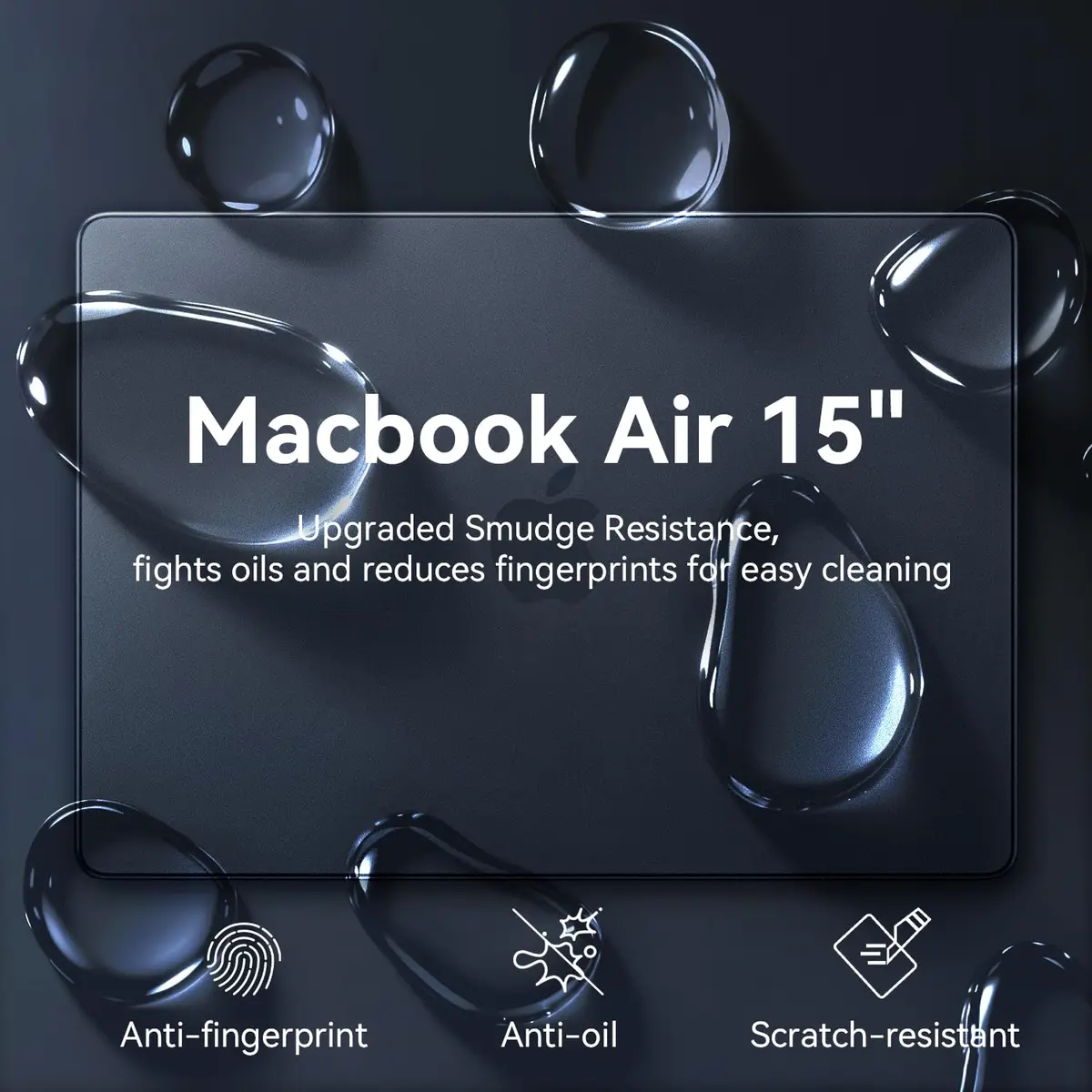 EooCoo Matte Hard Case for MacBook Air 15 inch M5/M4/M3/M2 Chip (Model A3448/A3241/A3114/A2941) | Midnight Clear - view 9