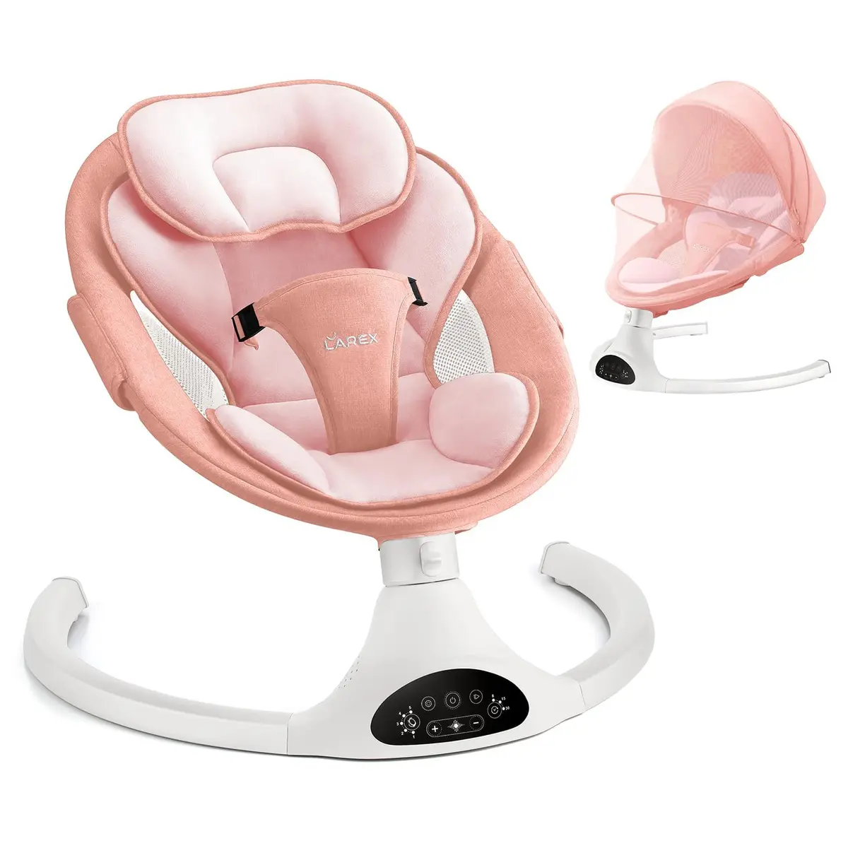 Larex Baby Swing for Infants | Electric Bluetooth Swing with Remote Control, Pink, 5 Speeds, 3 Gear Timer - main product image