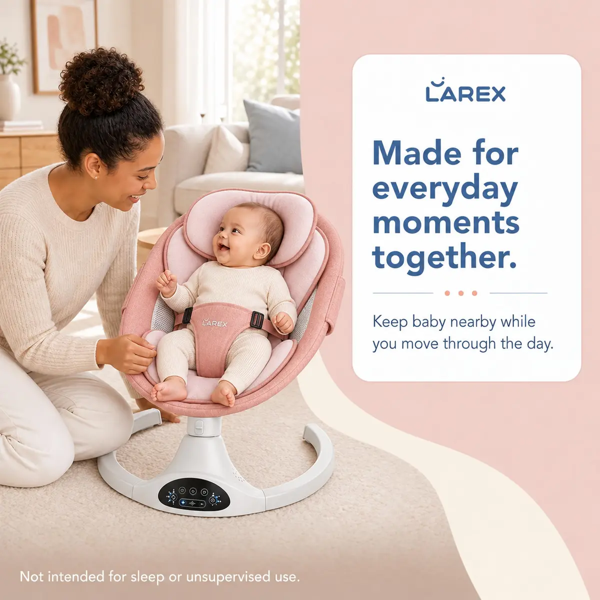 Larex Baby Swing for Infants | Electric Bluetooth Swing with Remote Control, Pink, 5 Speeds, 3 Gear Timer - view 7
