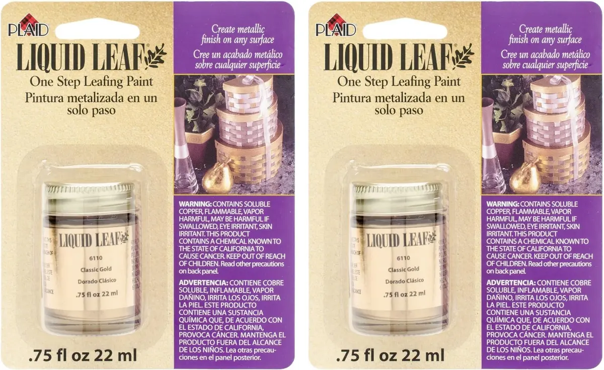 Plaid Classic Gold Liquid Leaf Paint 1.5 Fl Oz (Pack of 2) | Creates Traditional Leafing with Brush-On Ease - main product image