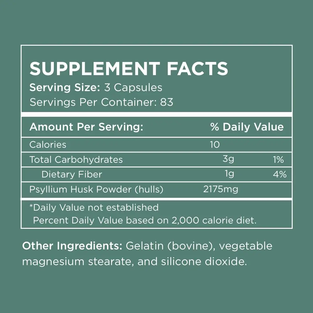 Pure for Men & Her Daily Psyllium Husk Fiber Supplement 250 Capsules | Digestive & Gut Health Support - view 4