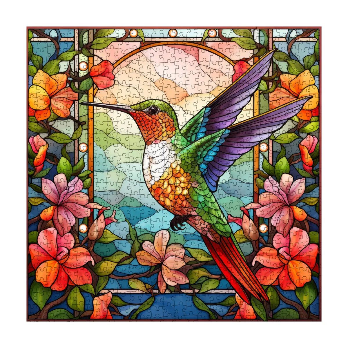 PPuzzling Stained Glass Hummingbird Art Puzzle 1000 Pieces | 58 cm x 58 cm (23.85 in x 23.85 in) - main product image