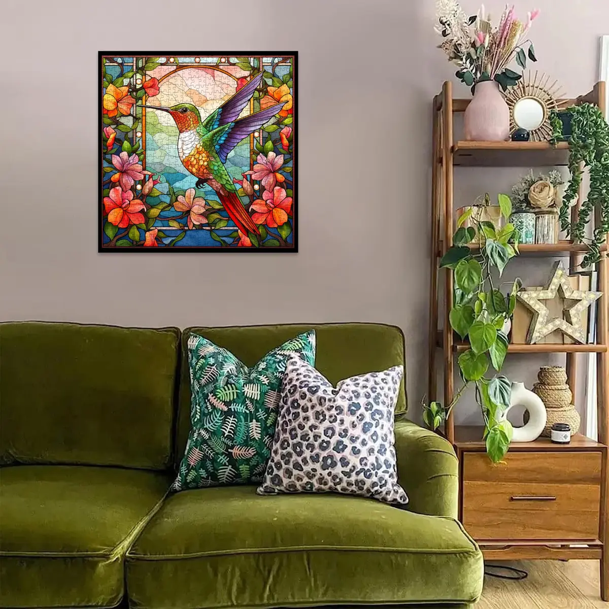 PPuzzling Stained Glass Hummingbird Art Puzzle 1000 Pieces | 58 cm x 58 cm (23.85 in x 23.85 in) - view 7