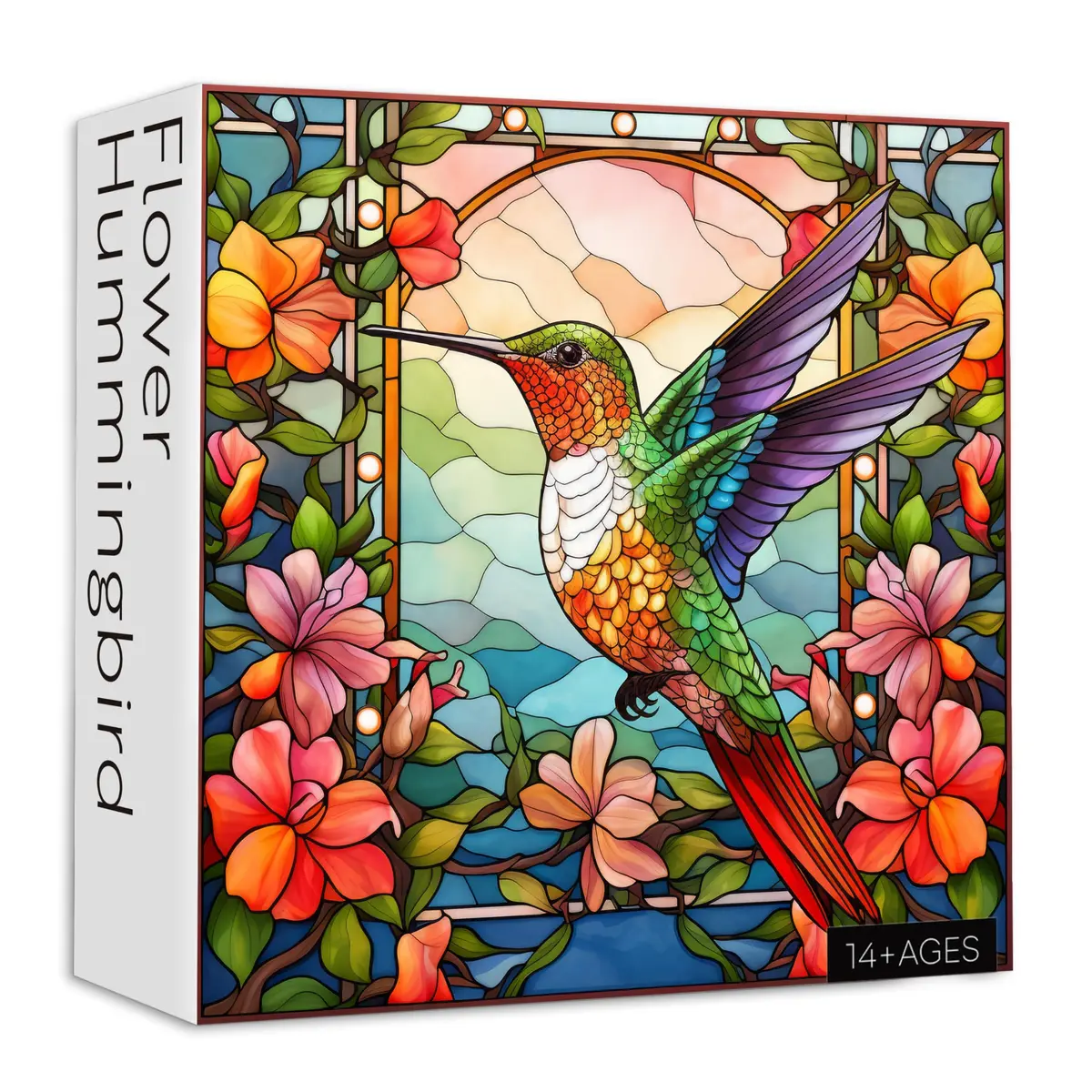 PPuzzling Stained Glass Hummingbird Art Puzzle 1000 Pieces | 58 cm x 58 cm (23.85 in x 23.85 in) - view 2