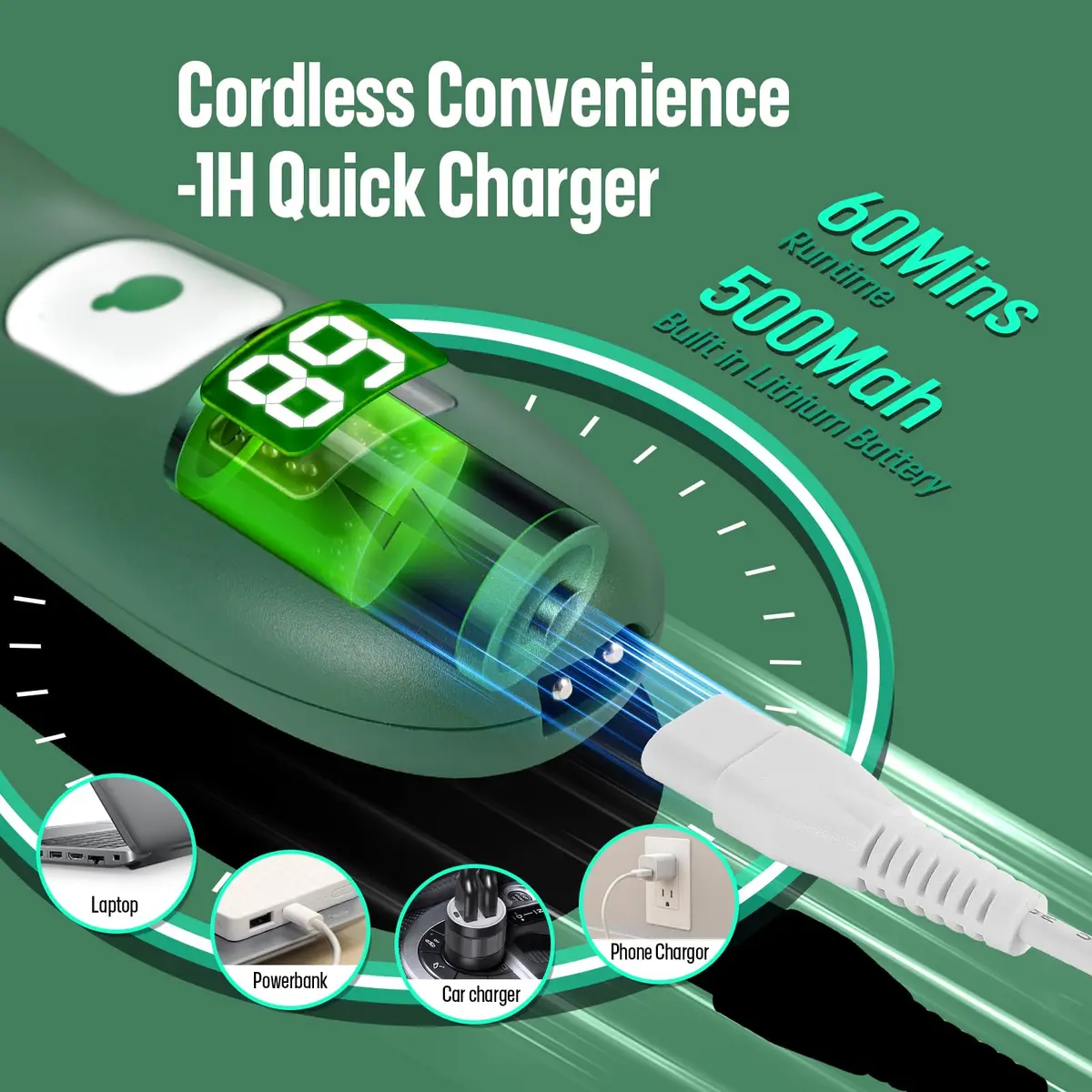 ENSSU Baby Hair Clippers Cordless Hair Clipper for Kids with LED Display, 3-12mm Combs & Accessories - view 3