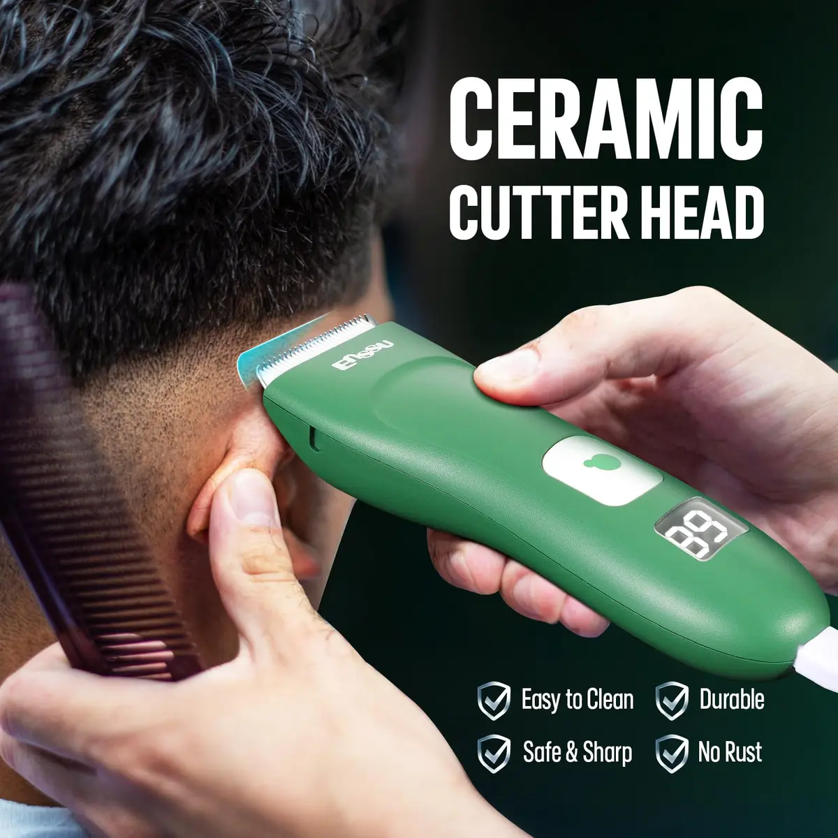 ENSSU Baby Hair Clippers Cordless Hair Clipper for Kids with LED Display, 3-12mm Combs & Accessories - view 4