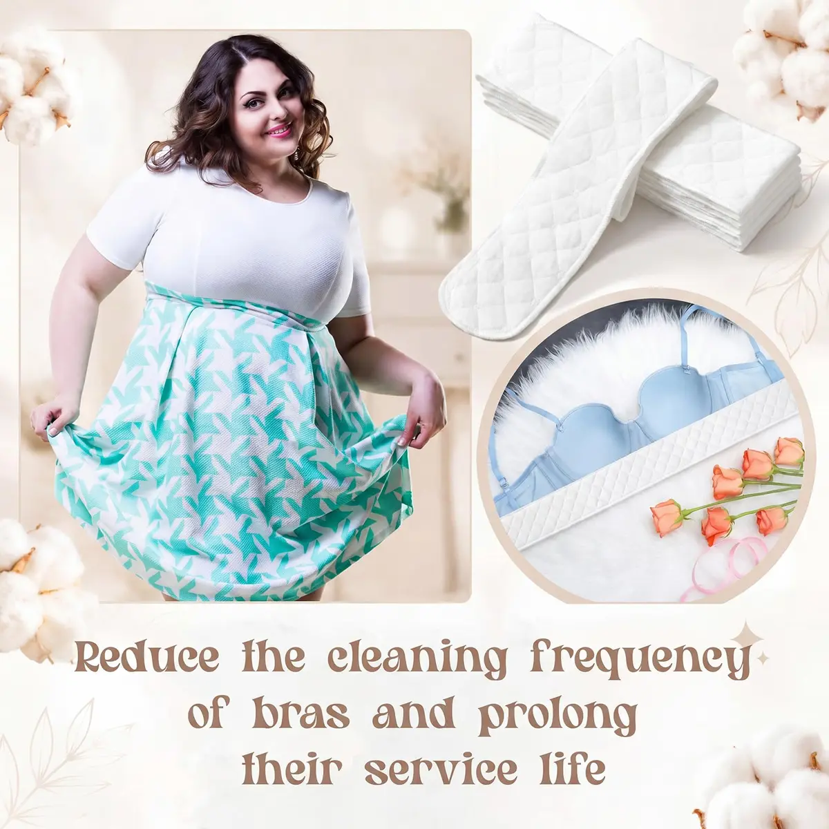Toulite Cotton Bra Liners Sweat Pads Medium | Soft, Reusable & Breathable for Women - view 6