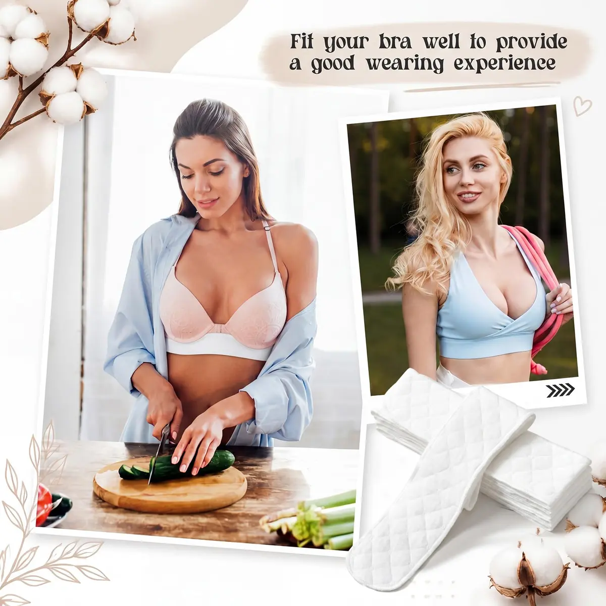 Toulite Cotton Bra Liners Sweat Pads Medium | Soft, Reusable & Breathable for Women - view 3