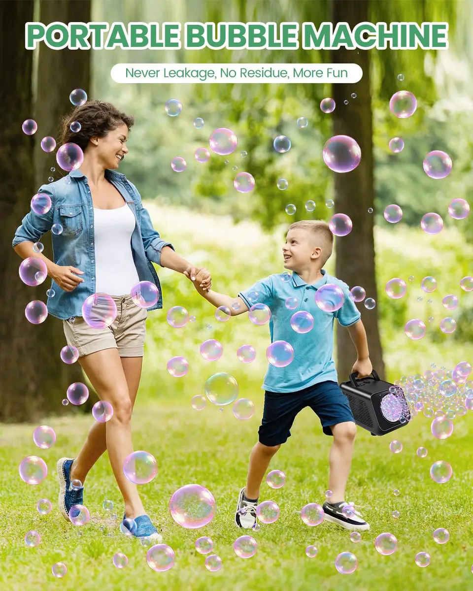 Kizmore Bubble Machine for Kids 7 in (W) x 5 in (L) x 5 in (H) | 20000+ Bubbles/Min, Safe & Portable - view 5
