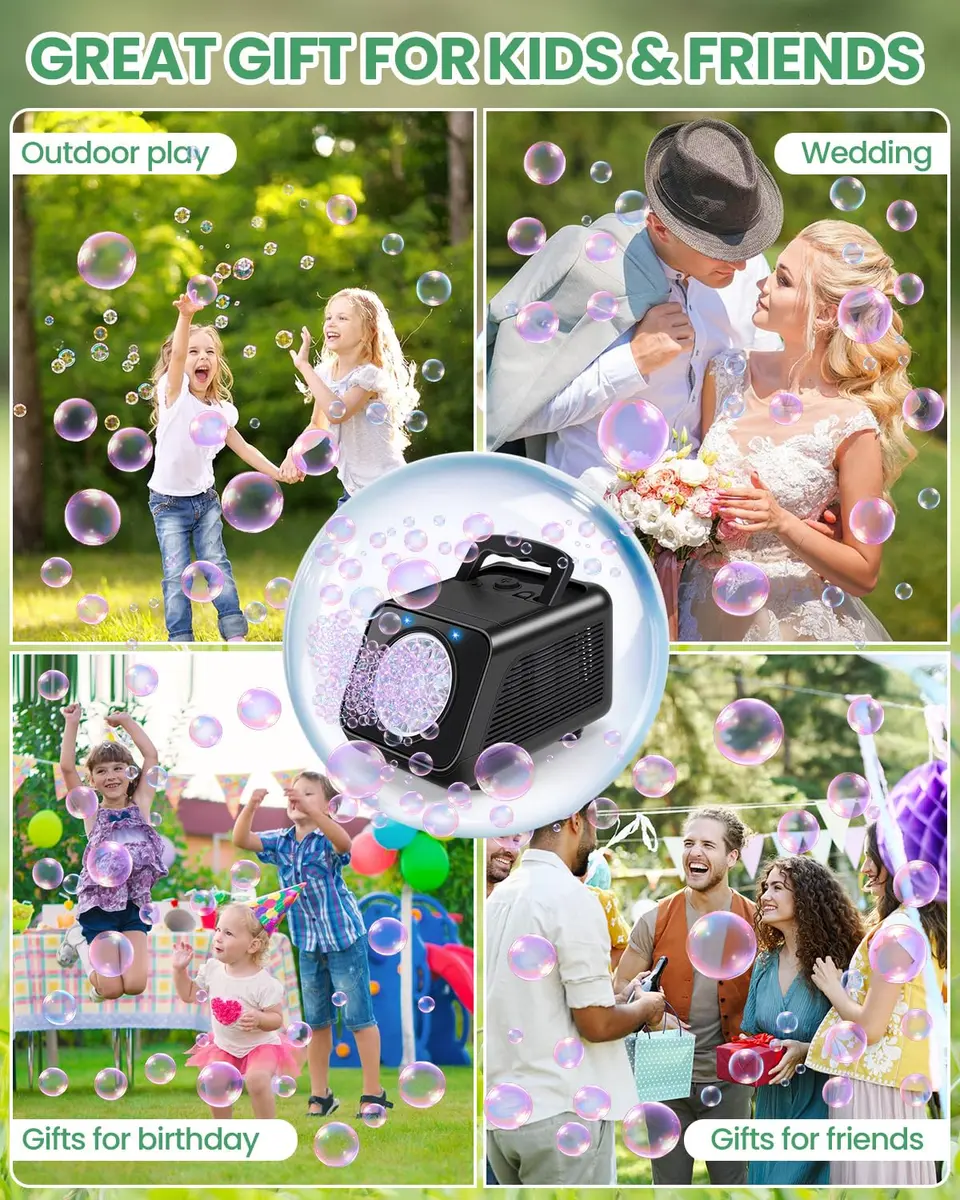 Kizmore Bubble Machine for Kids 7 in (W) x 5 in (L) x 5 in (H) | 20000+ Bubbles/Min, Safe & Portable - view 6