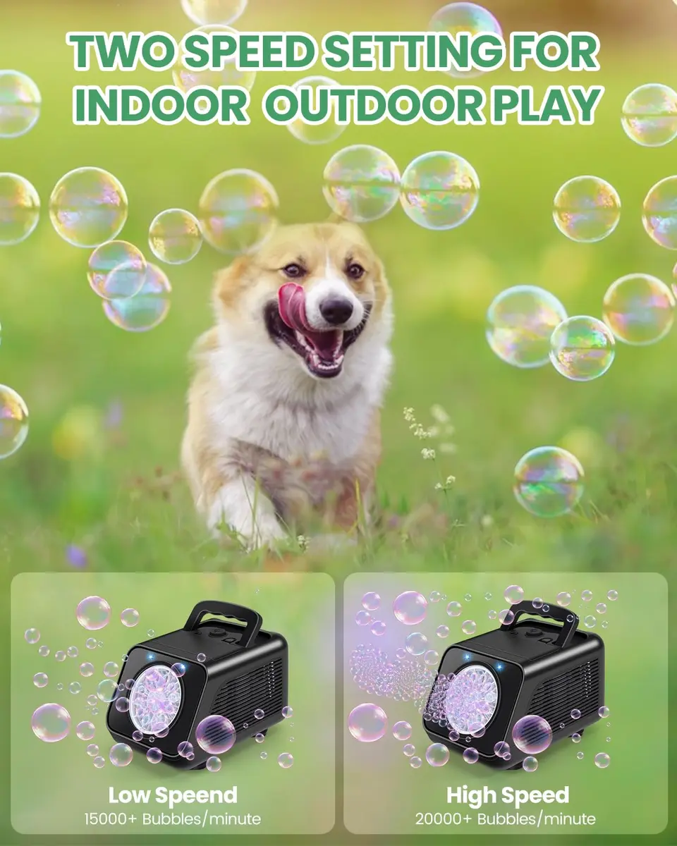 Kizmore Bubble Machine for Kids 7 in (W) x 5 in (L) x 5 in (H) | 20000+ Bubbles/Min, Safe & Portable - view 7