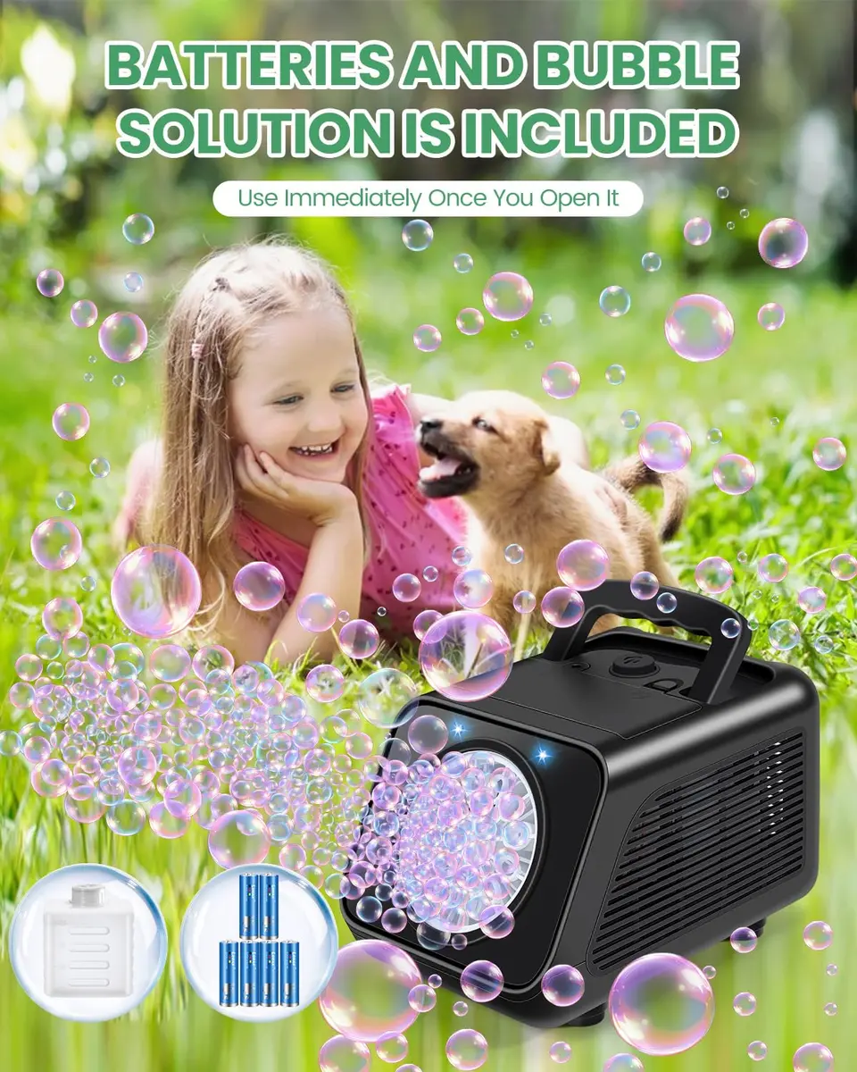 Kizmore Bubble Machine for Kids 7 in (W) x 5 in (L) x 5 in (H) | 20000+ Bubbles/Min, Safe & Portable - view 4