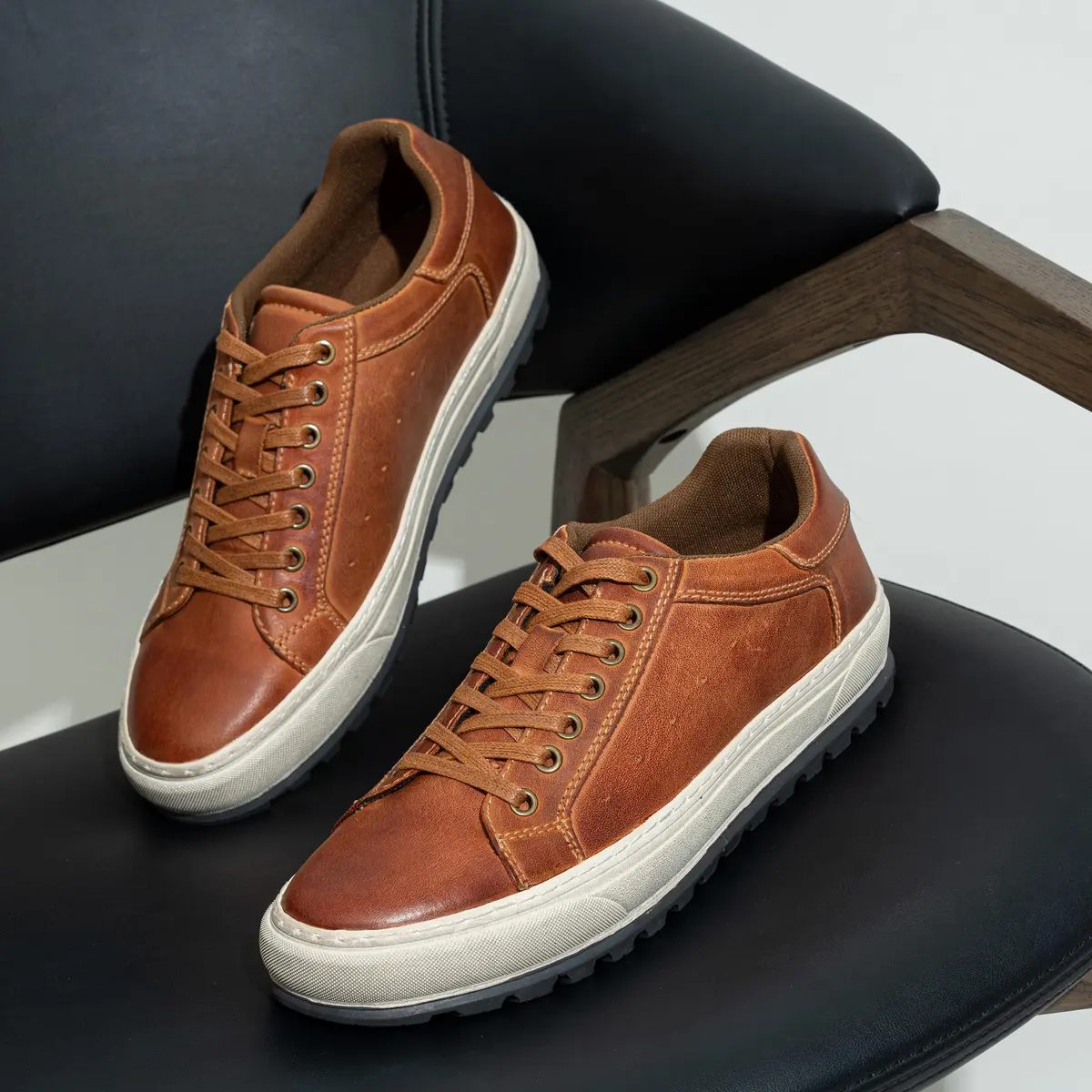 Jousen Men's Shoes Leather Casual Sneakers 11 | Stylish & Comfortable - view 8