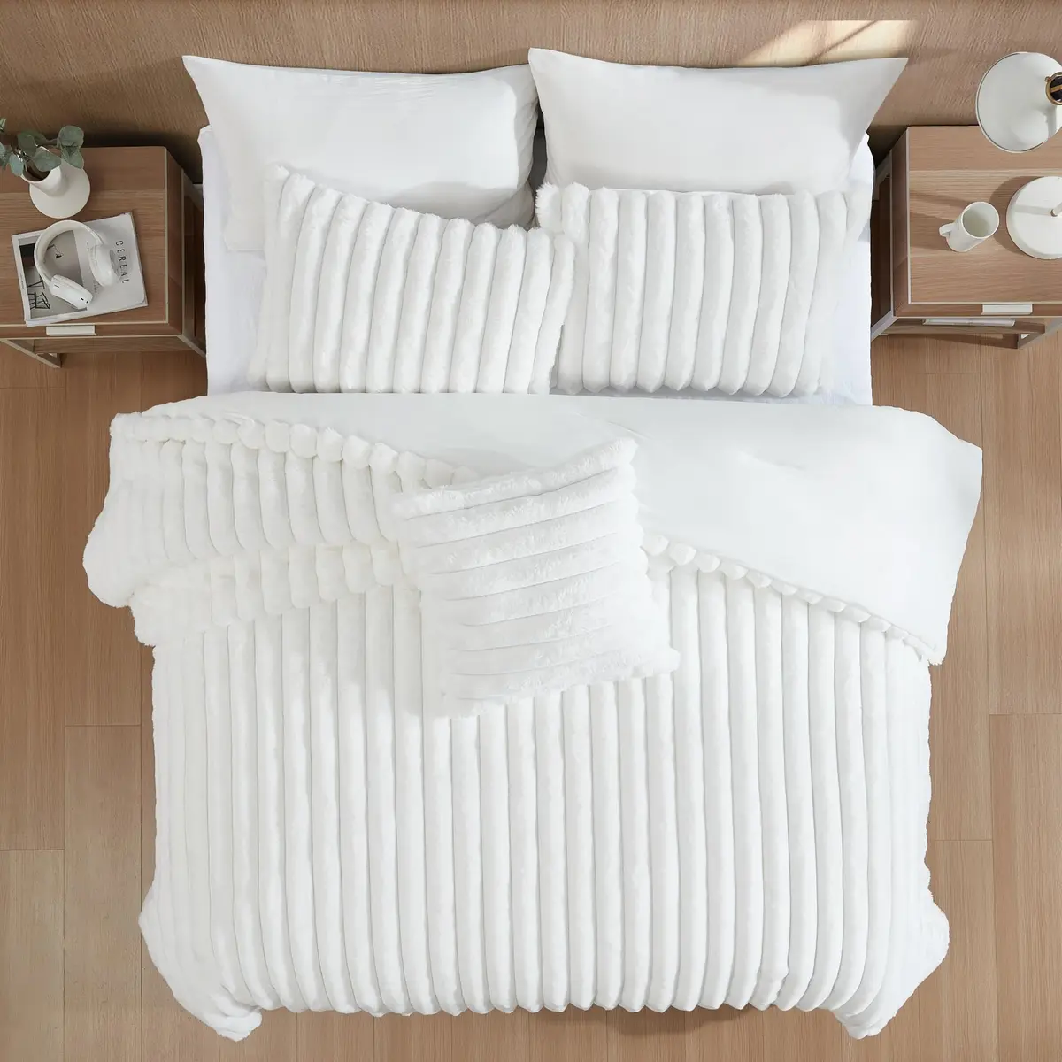 Riverbrook Home Everett Faux Fur Comforter Bedding Set Twin XL | Modern Glam Textured Decor - view 3