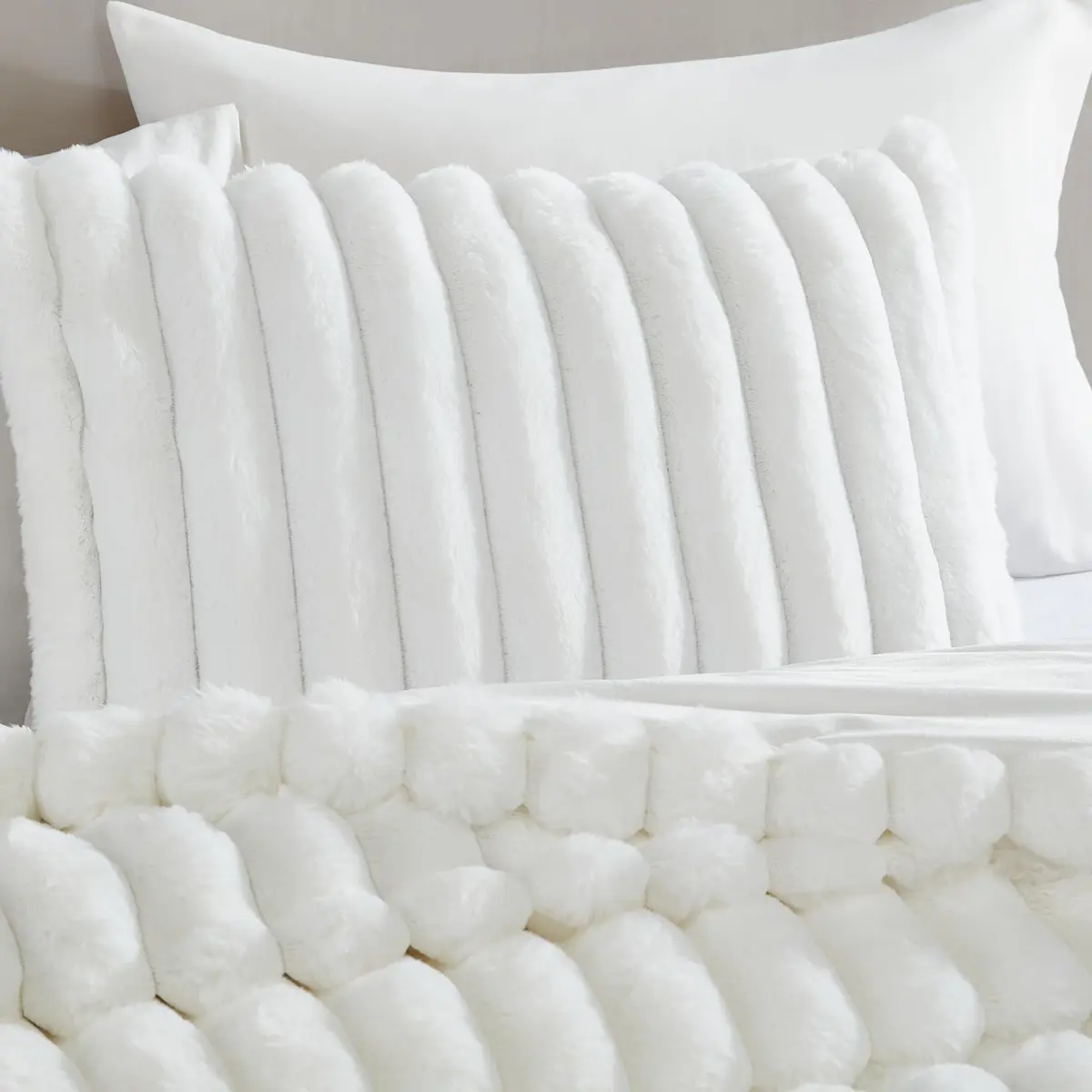 Riverbrook Home Everett Faux Fur Comforter Bedding Set Twin XL | Modern Glam Textured Decor - view 4