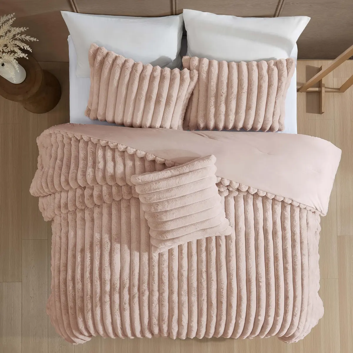 Riverbrook Home Everett Faux Fur Comforter King Size | Textured Decorative Bedding - view 3