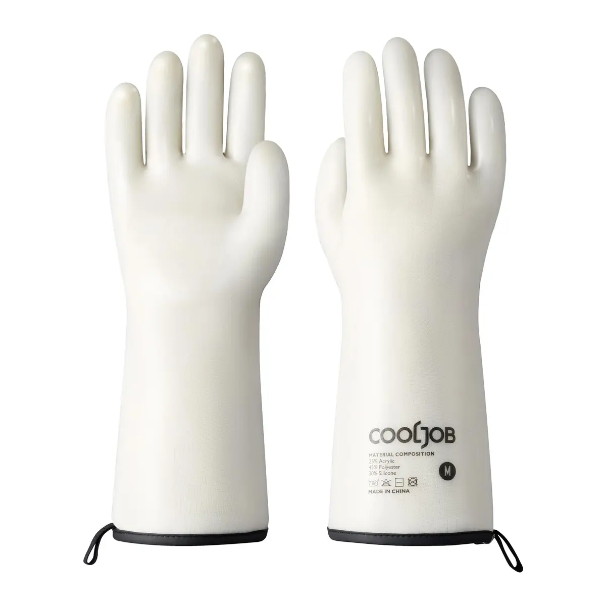COOLJOB Heat Resistant Oven Gloves, Waterproof BBQ Mitts, White, Medium (1 Pair) - main product image