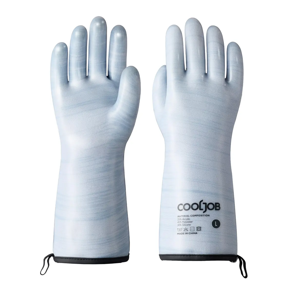 COOLJOB Heat Resistant Oven Gloves, Waterproof BBQ Mitts, Blue, Large (1 Pair) - main product image