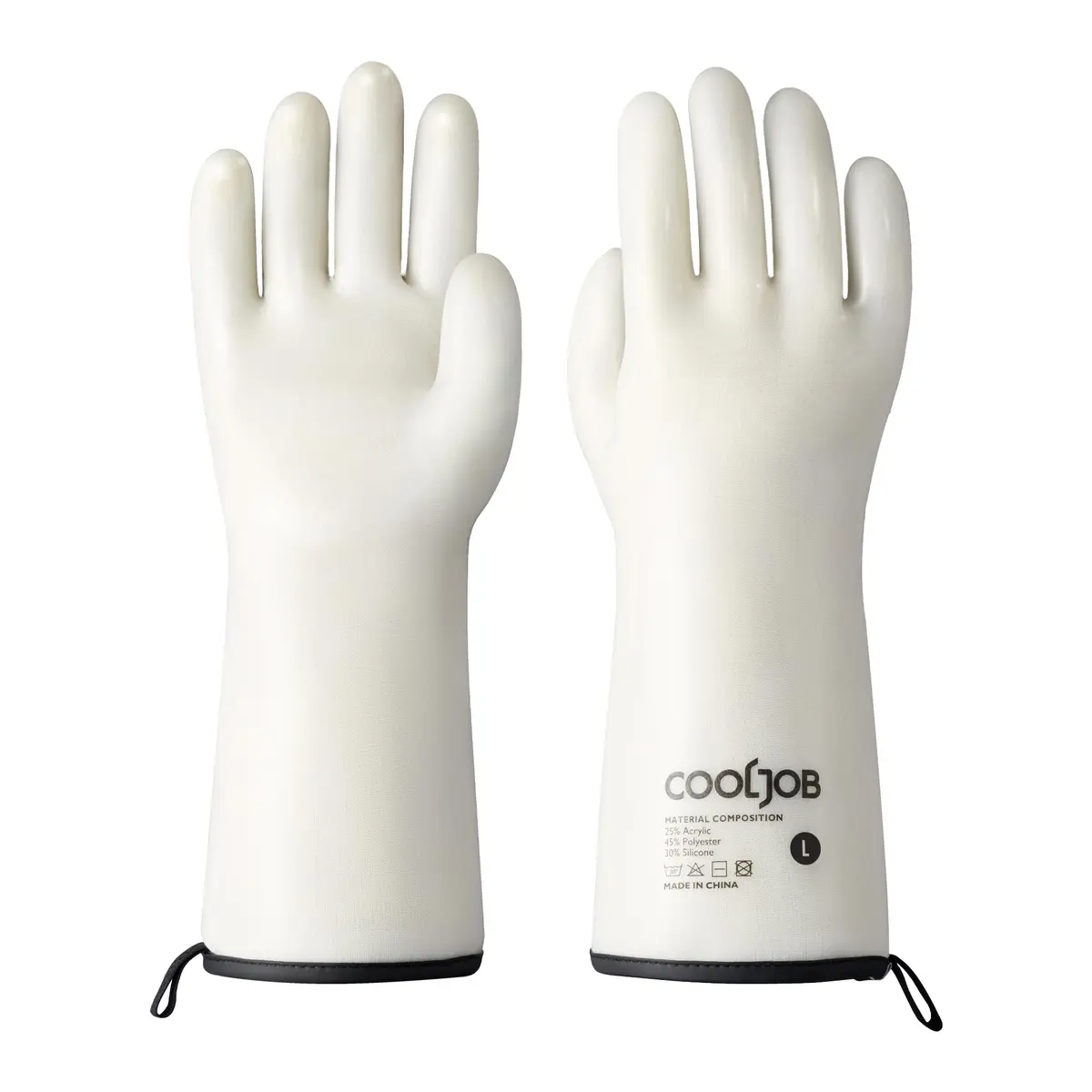COOLJOB Heat Resistant Oven Gloves, Waterproof BBQ Mitts, White, Large (1 Pair) - main product image
